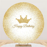 Funkeln Gold Krone Geburtstag Kreis Hintergrund Für Party